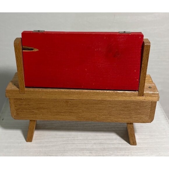 Wood Dollhouse Dresser Art Deco 1930’s Furniture Tilt Mirror & Drawer Japan 6.5" - Picture 7 of 12